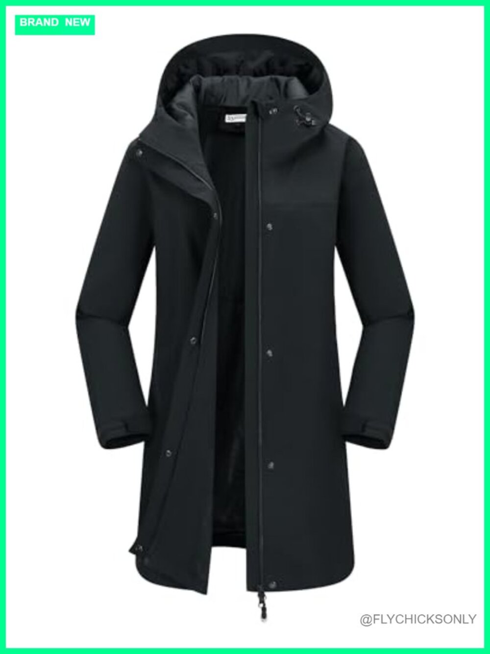 Waterproof Long Rain Coat Packable Hooded Windbreaker Trench